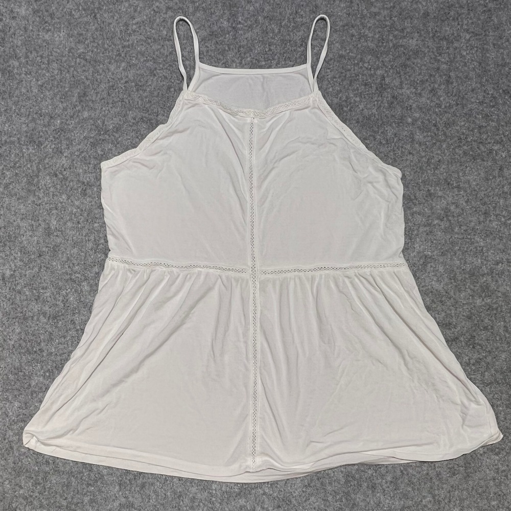 American Eagle White Crochet Lace Trim Peplum Cami Halter Top Small